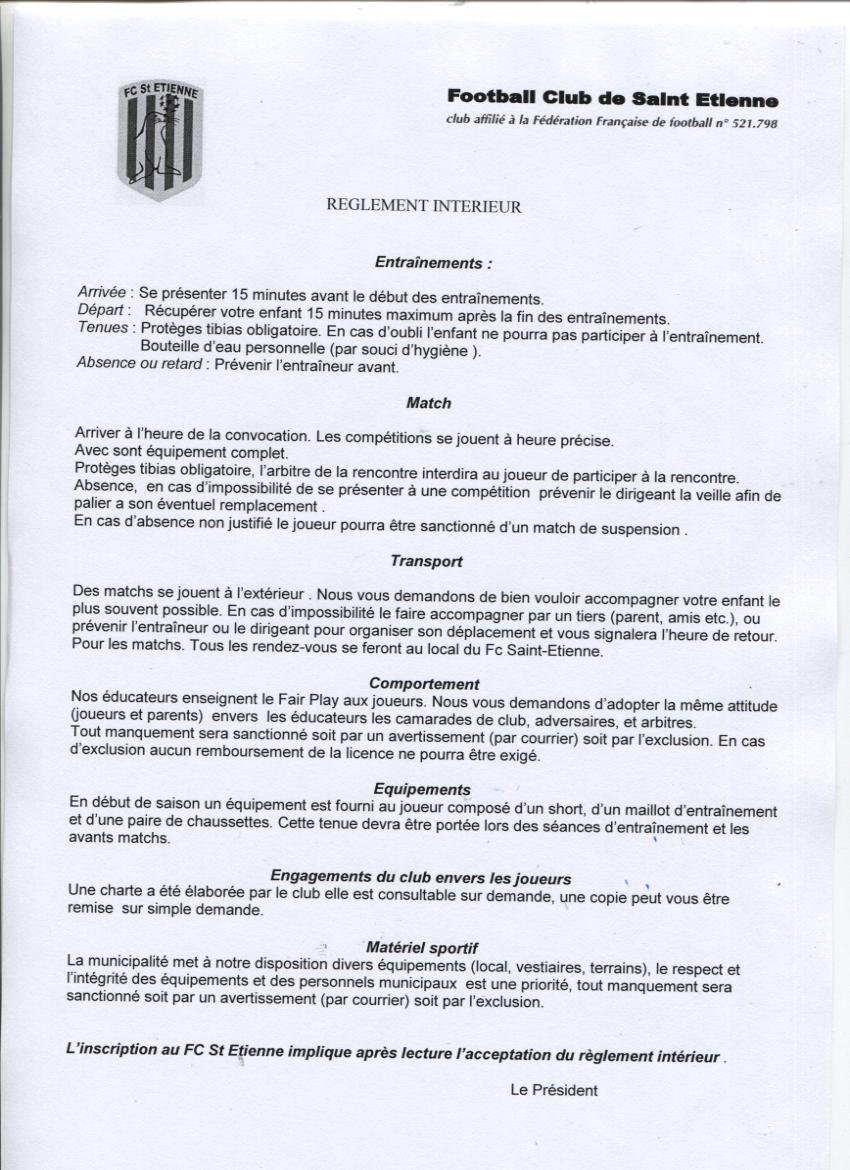 Reglement interieurs